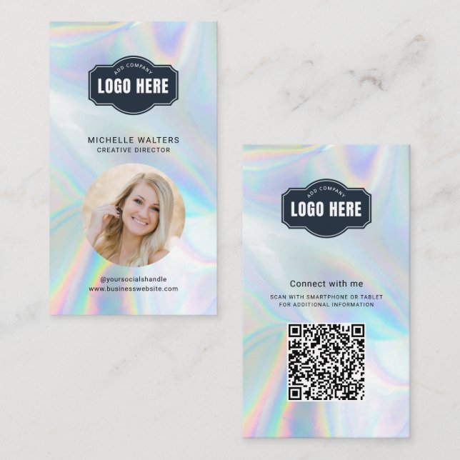 Carte De Visite Code QR du logo de l'entreprise Photo de l'employé (Devant / Derrière)
