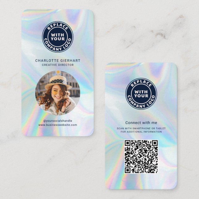 Carte De Visite Code QR du logo de l'entreprise Photo d'employé ho (Devant / Derrière)