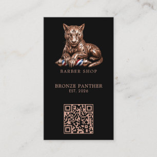 Carte De Visite Code QR du logo de salon de coiffure panthère en o