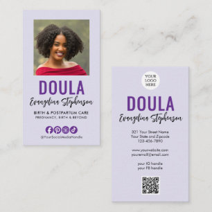 Carte De Visite Code QR du logo de script LILAC de la sage-femme P