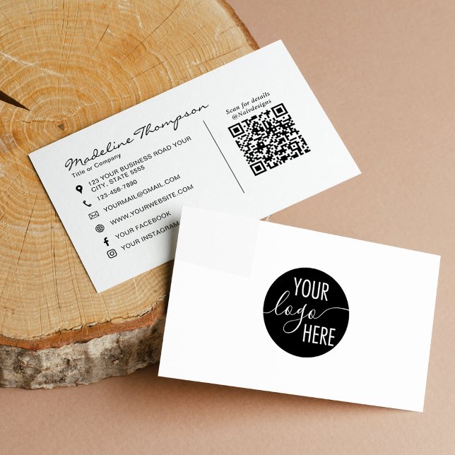 Carte De Visite Code QR du logo de société professionnel minimalis (Créateur téléchargé)