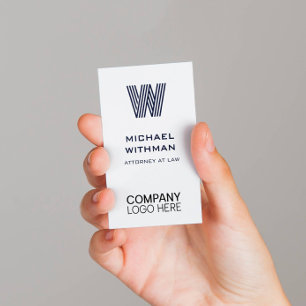 CARTE DE VISITE CODE QR DU LOGO D'ENTREPRISE MONOGRAMME LIGNE BLEU