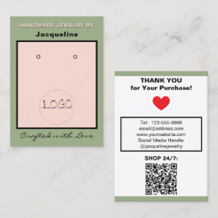 Carte De Visite Code QR du logo des boucles d'oreilles Rose Sauge