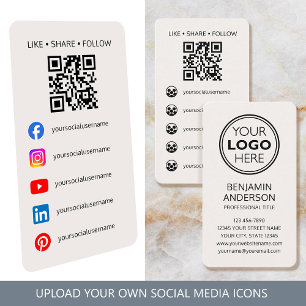 Carte De Visite Code QR du logo des médias sociaux contemporains b