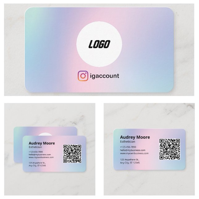Carte De Visite Code QR du logo des services de beauté de l'esthét (Esthetician Beauty Services Logo QR Code Business Card
)