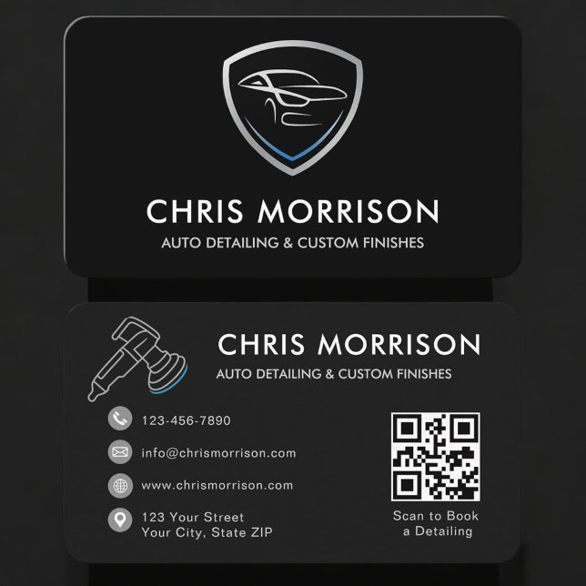 Carte De Visite Code QR du logo des services de detailing automobi (Créateur téléchargé)