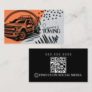 Carte De Visite Code QR du logo des services de remorquage abstrai