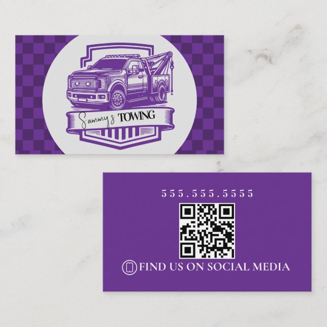 Carte De Visite Code QR du logo des services de remorquage Retro (Devant / Derrière)