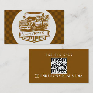 Carte De Visite Code QR du logo des services de remorquage Retro