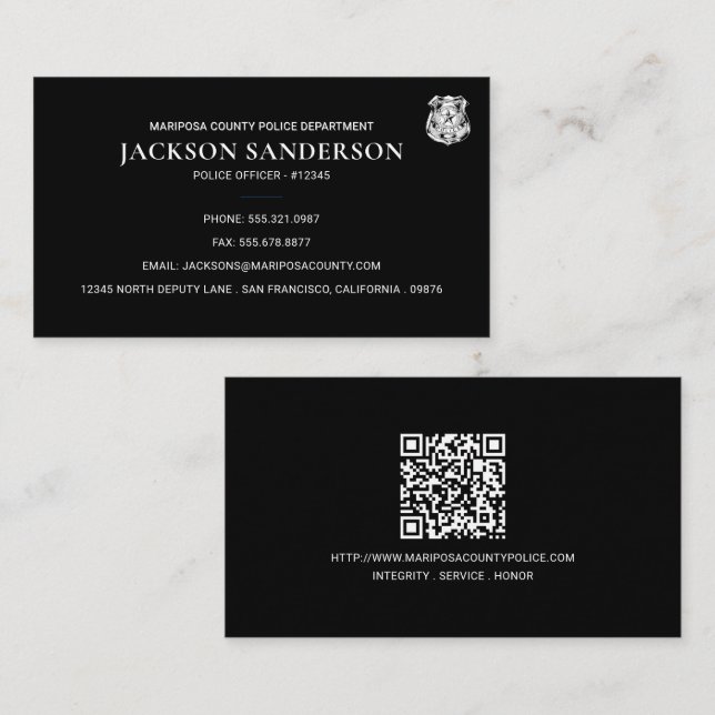 Carte De Visite Code QR du logo du département de police (Devant / Derrière)