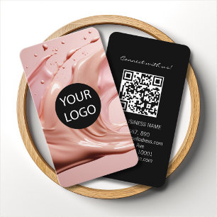 Carte De Visite Code QR du logo du salon de beauté Rose Pâle