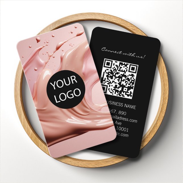 Carte De Visite Code QR du logo du salon de beauté Rose Pâle (Blush Pink Beauty Salon Logo QR Code Business Card)