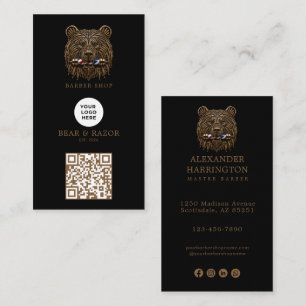 Carte De Visite Code QR du logo du salon de coiffure Modern Bronze