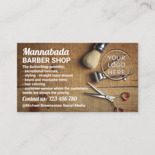 Carte De Visite Code QR du logo du salon de coiffure rustique phot