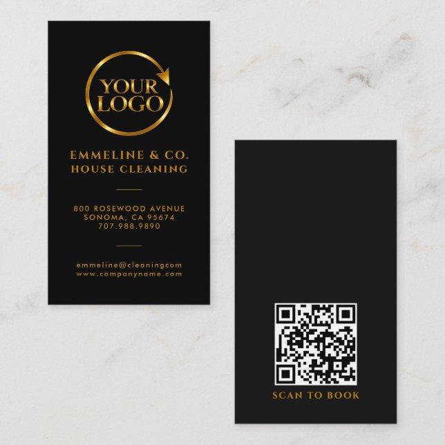Carte De Visite Code QR du logo du service de nettoyage (Devant / Derrière)