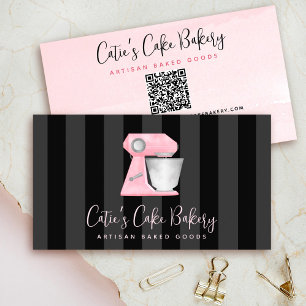 Carte De Visite Code QR du mélangeur de boulangerie rose blush sur