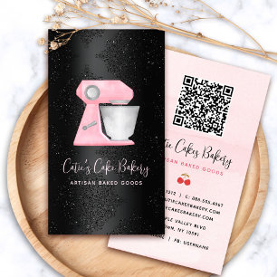 Carte De Visite Code QR du mélangeur rose blush de boulangerie sur