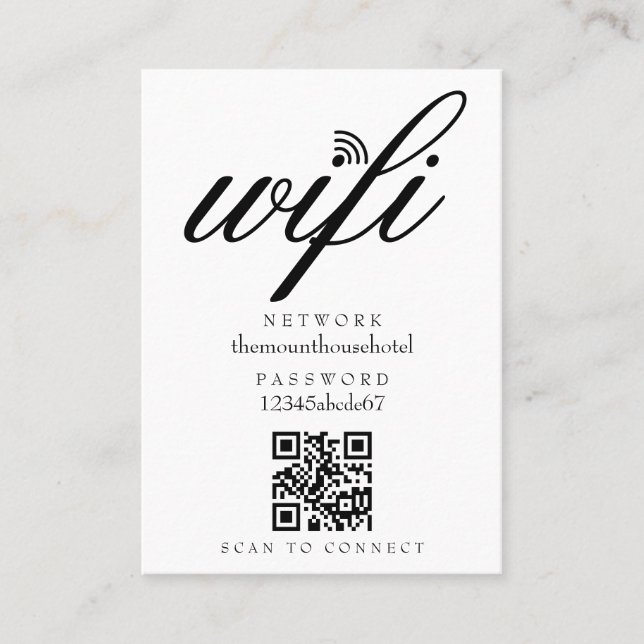 Carte De Visite Code QR du mot de passe du réseau Wifi (Devant)