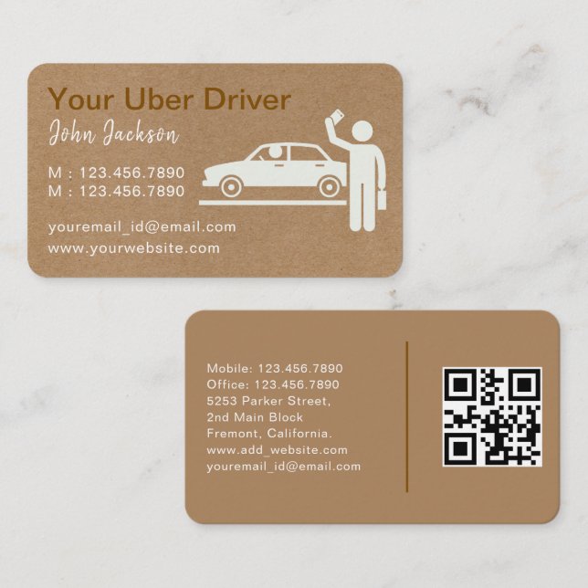 Carte De Visite Code QR du pilote Uber personnalisé (Devant / Derrière)