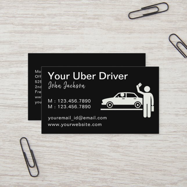 Carte De Visite Code QR du pilote Uber personnalisé (Devant/Arrière en situation)