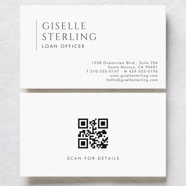 Carte De Visite Code QR du prêteur hypothécaire professionnel mode (Créateur téléchargé)