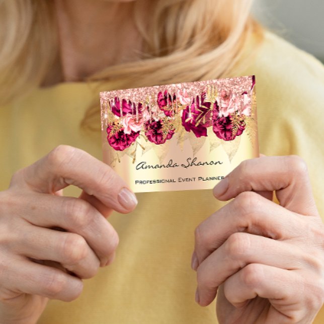 Carte De Visite Code QR du Rose Mariage du gestionnaire d'événemen (Créateur téléchargé)