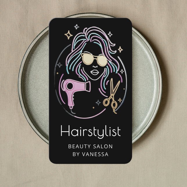 Carte De Visite Code QR du salon de beauté de coiffeur de luxe noi (Créateur téléchargé)