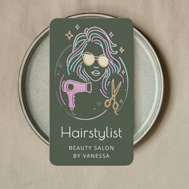 Carte De Visite Code QR du salon de beauté de coiffeur de luxe ver (Créateur téléchargé)