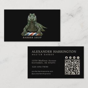 Carte De Visite Code QR du salon de coiffure élégant Alligator Éme