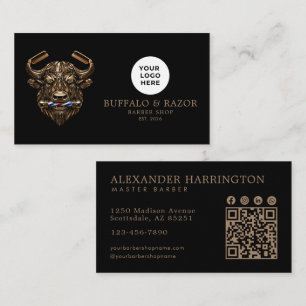 Carte De Visite Code Qr du Salon de Coiffure Professionnel Bronze 