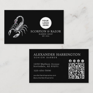 Carte De Visite Code Qr du Salon de Coiffure Professionnel Scorpio