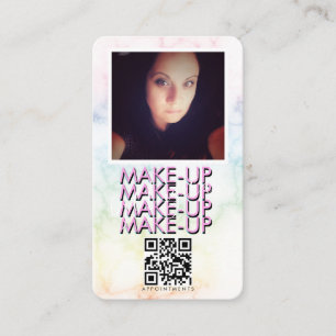 Carte De Visite Code QR du salon de maquillage Marble Photo