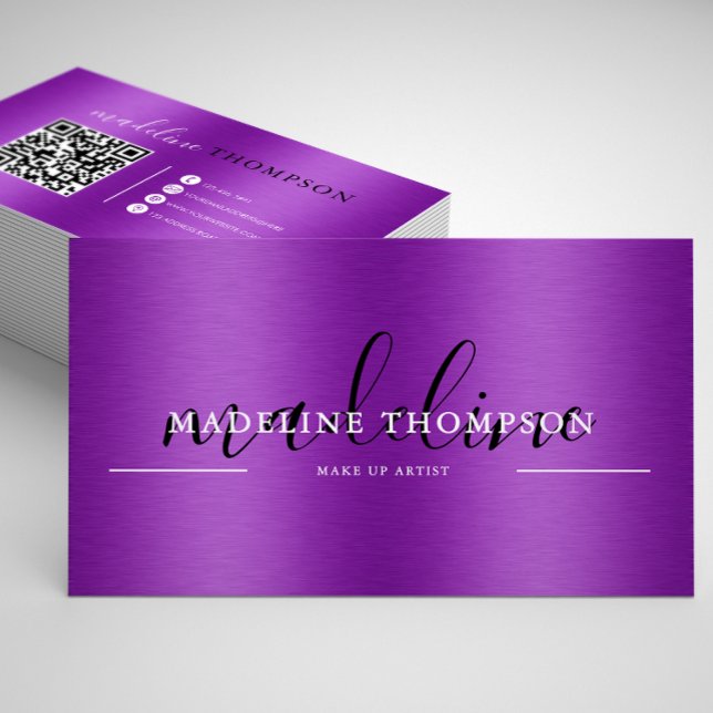 Carte De Visite Code QR du script d'acier à brosse métallique viol (Créateur téléchargé)