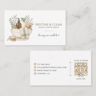 Carte De Visite Code QR du service de nettoyage de maison