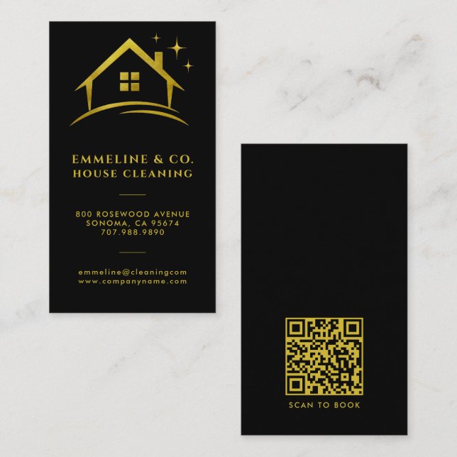 Carte De Visite Code QR du service de nettoyage de maison étincela (Devant / Derrière)