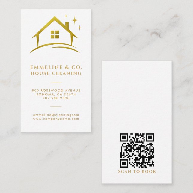 Carte De Visite Code QR du service de nettoyage de maison étincela (Devant / Derrière)