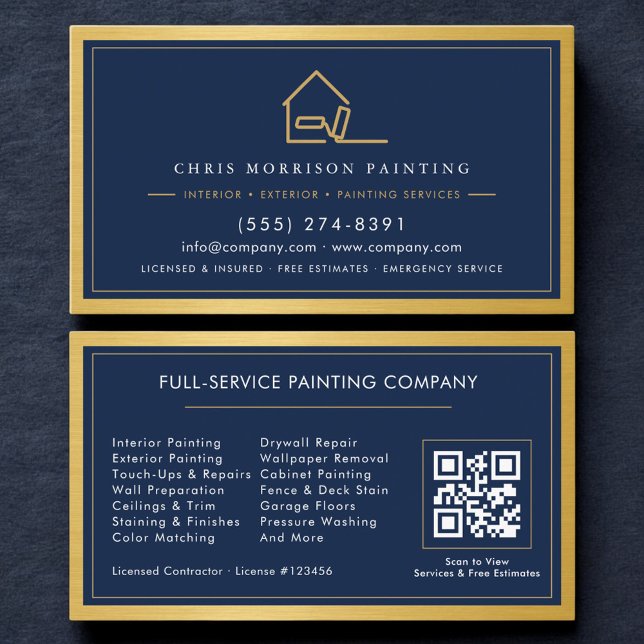 Carte De Visite Code QR du service de peinture Accueil Peintre  (Créateur téléchargé)