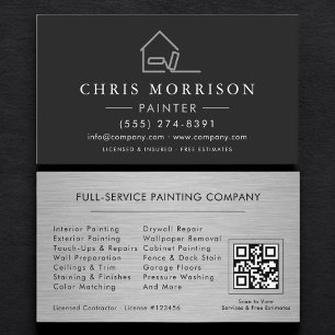 Carte De Visite Code QR du service de peinture professionnel