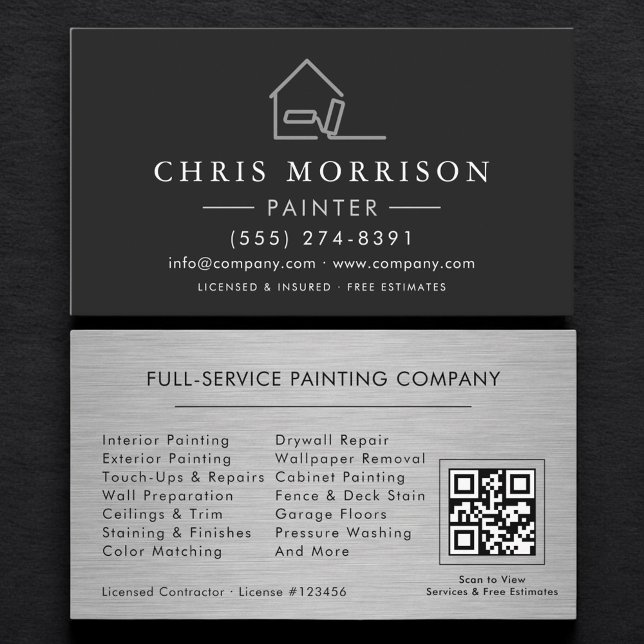 Carte De Visite Code QR du service de peinture professionnel (Créateur téléchargé)