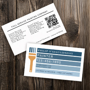 Carte De Visite Code QR du service de peinture professionnel moder