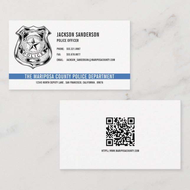 Carte De Visite Code QR du service de police personnalisé (Devant / Derrière)