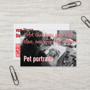 Carte De Visite Code QR du service de portraits d'animaux de compa
