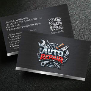 Carte De Visite Code QR du service de réparation automobile Mécani