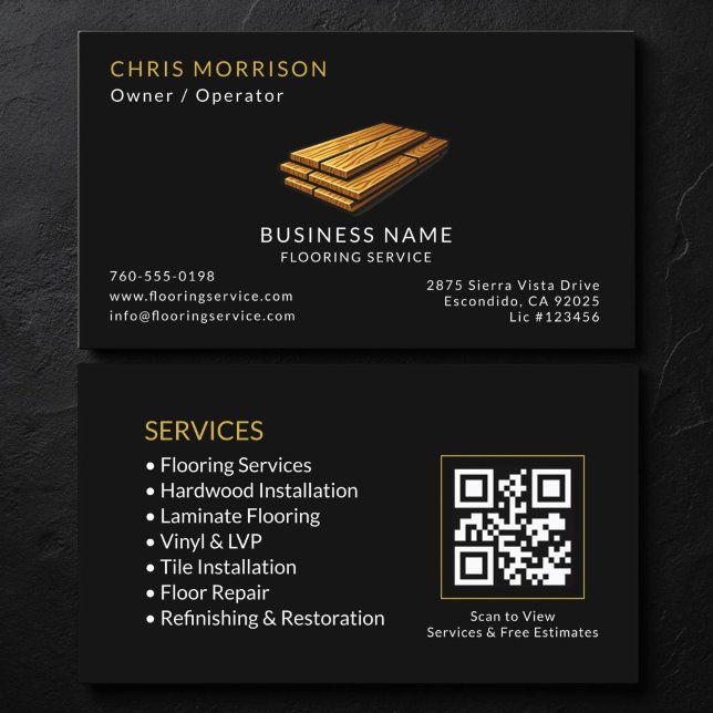 Carte De Visite Code QR du service de revêtement de sol (Créateur téléchargé)