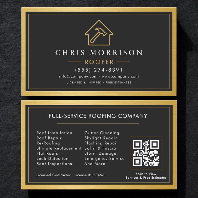 Carte De Visite Code QR du service de toiture (Créateur téléchargé)