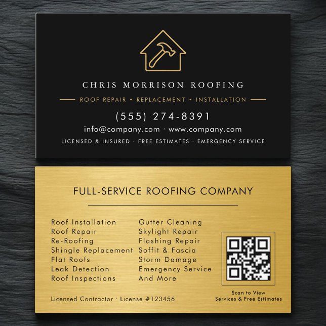 Carte De Visite Code QR du service de toiture moderne (Créateur téléchargé)