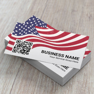 Carte De Visite Code QR du service vétéran du drapeau américain pa