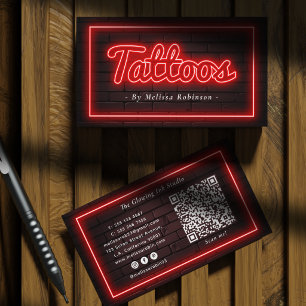 Carte De Visite Code QR d'un Artiste de Tatouage Mur de Brique Som
