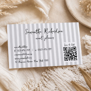 Carte De Visite Code QR écriture manuscrite minimaliste rayures Gr