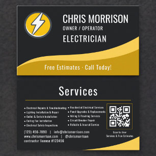 Carte De Visite Code QR Électricien
